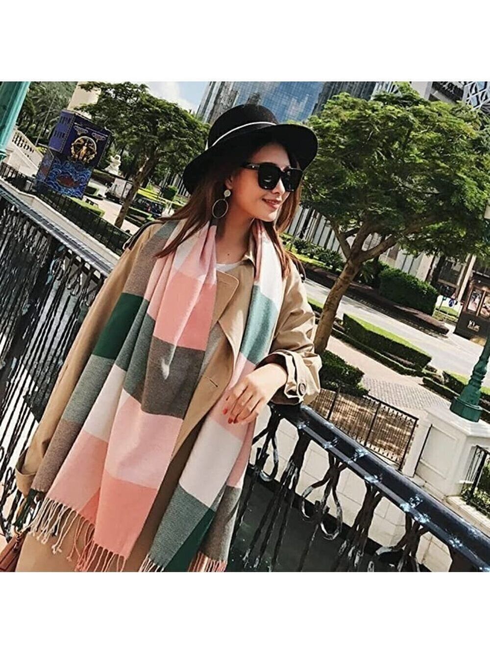 𝅺LONG Plaid Blanket Chunky Oversized Winter/Fall Warm Scarf Wrap Shawl NWT